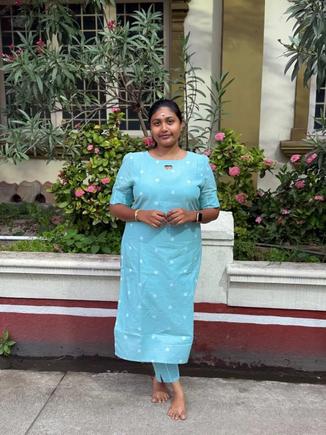 Aqua HeartBloom Kurti Set