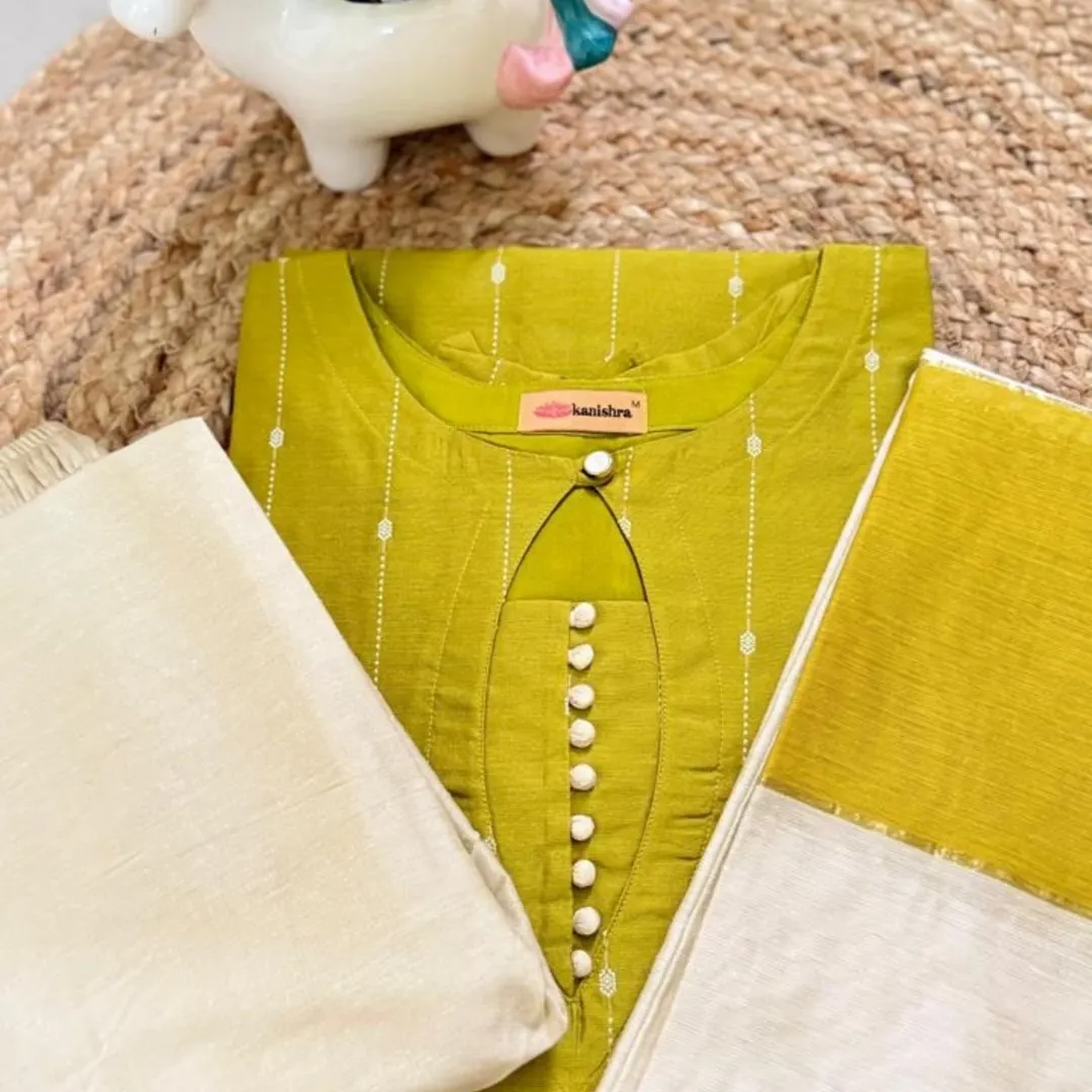 Sketch Green Glow Kurti Set