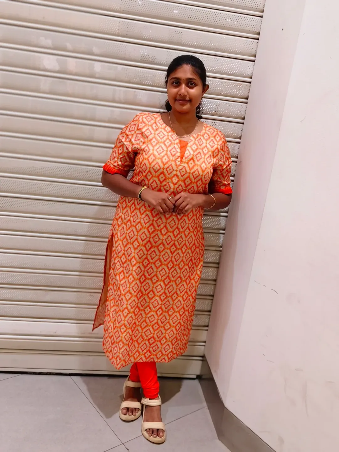 Tangerine Ikat Tussar Kurti
