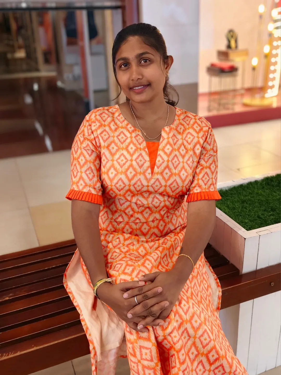 Tangerine Ikat Tussar Kurti thumbnail 4