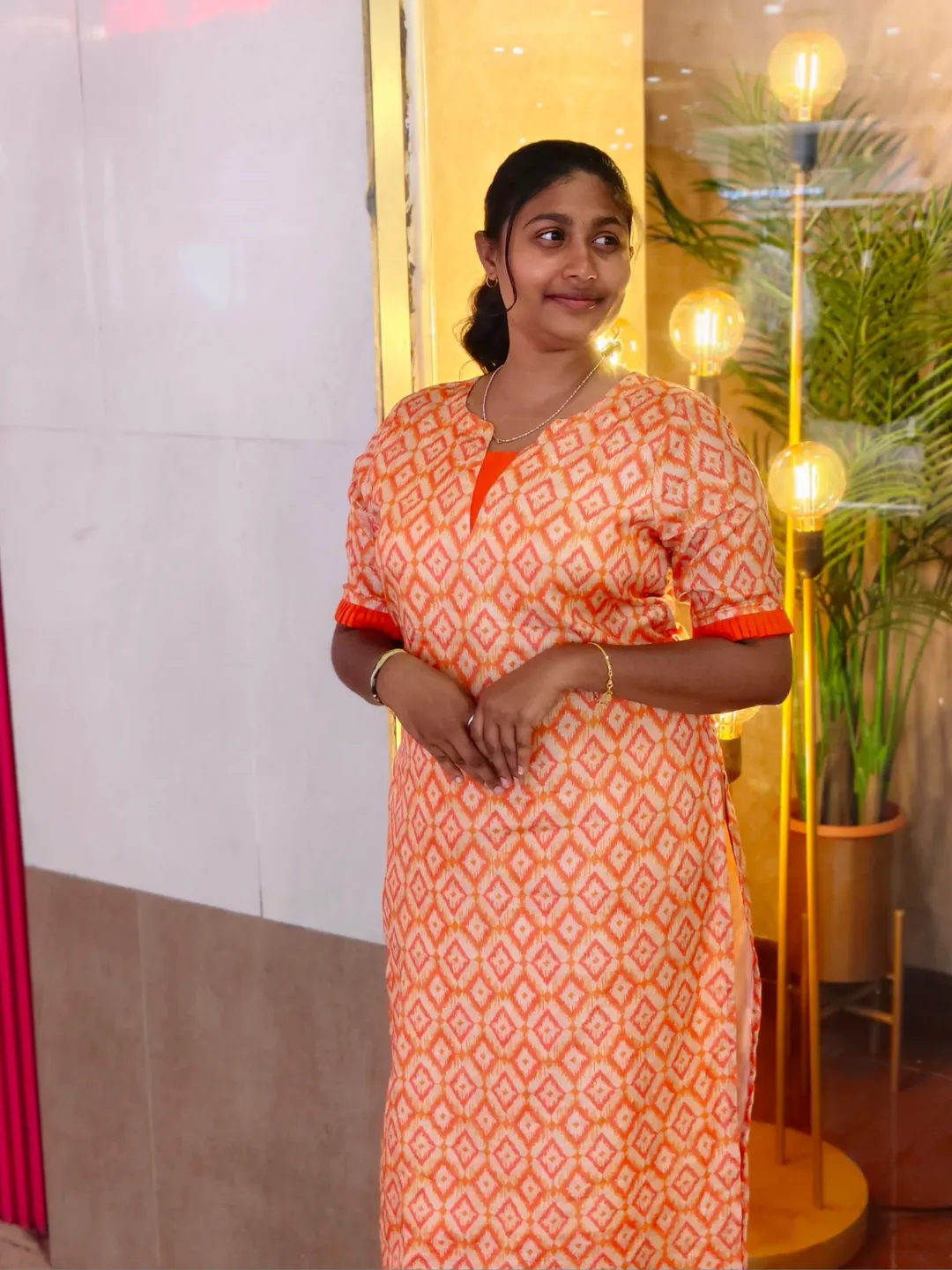 Tangerine Ikat Tussar Kurti thumbnail 5