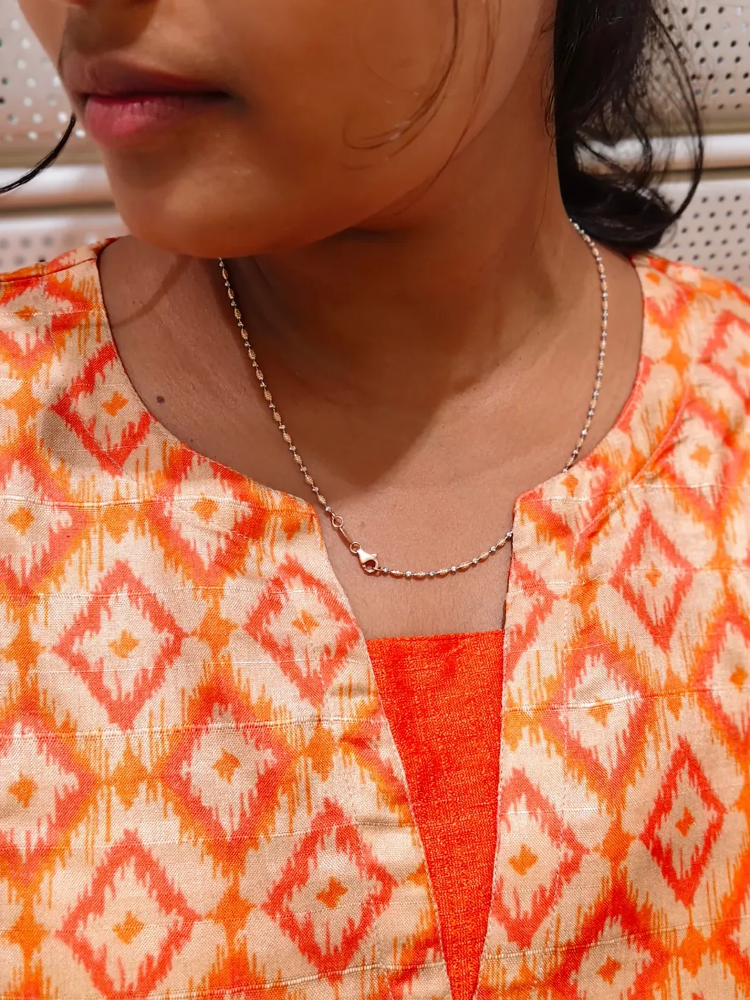 Tangerine Ikat Tussar Kurti thumbnail 6