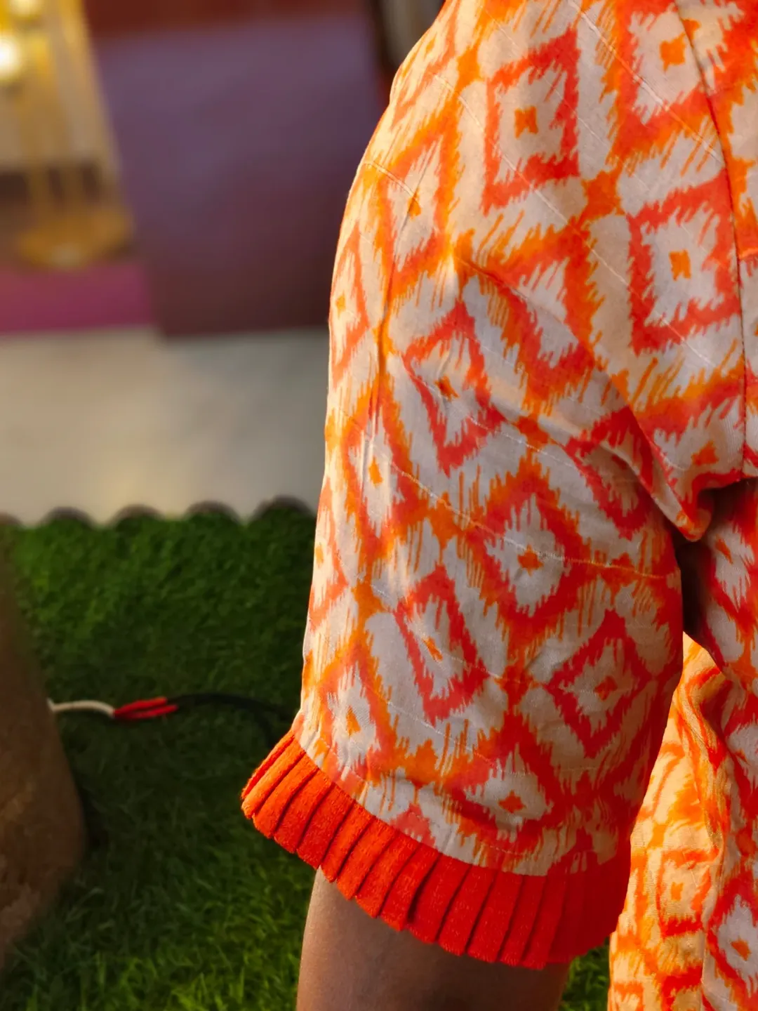 Tangerine Ikat Tussar Kurti thumbnail 7