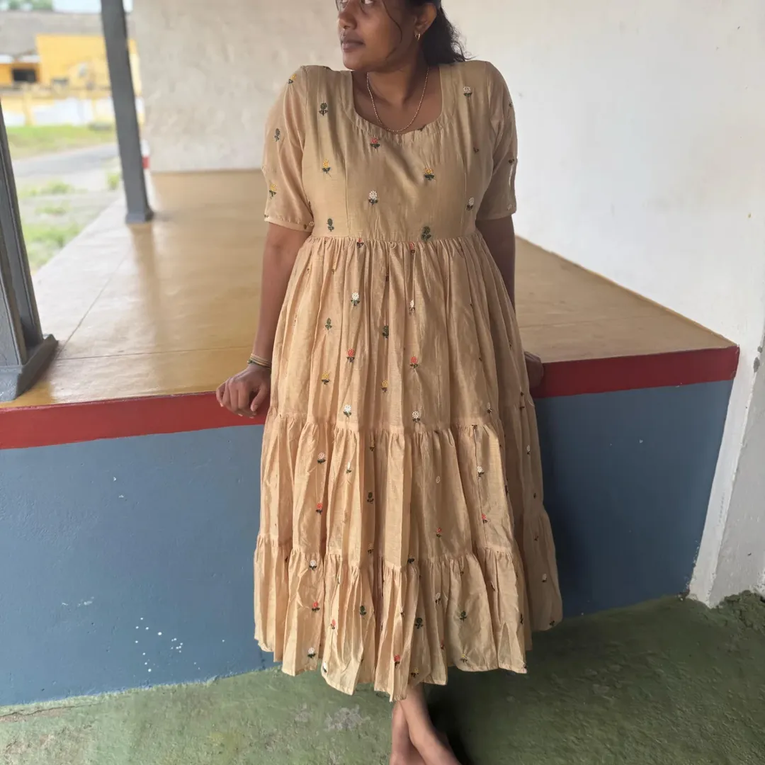 Warm Beige Floral Maxi Kurti thumbnail 7