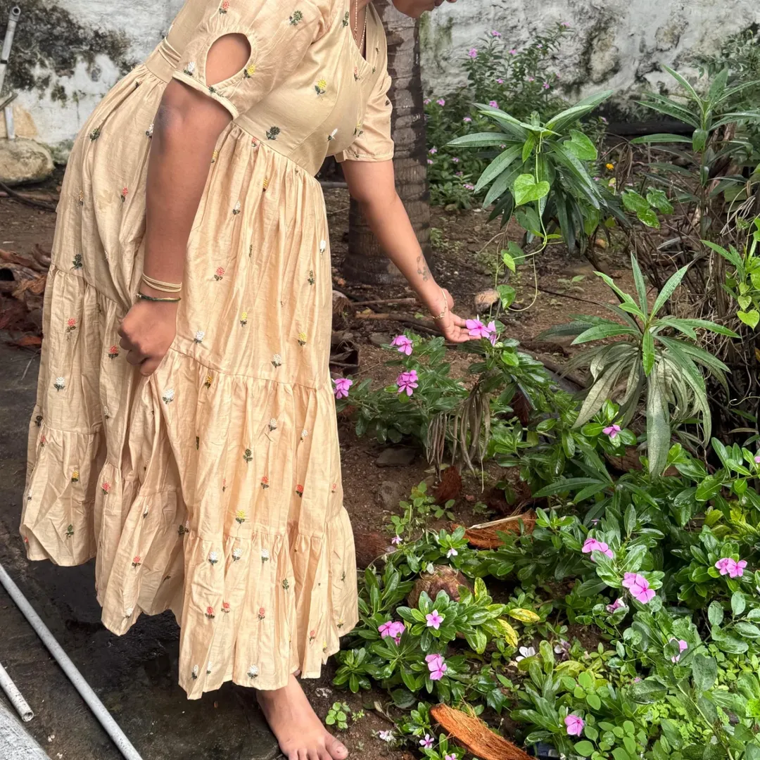 Warm Beige Floral Maxi Kurti thumbnail 10